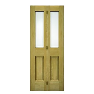 Wickes Cobham Internal Bi fold Door Oak Veneer Glazed 4 Panel 1981 x 762mm