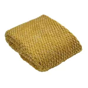 Paoletti Elina Crochet Knit Throw Acrylic Ochre