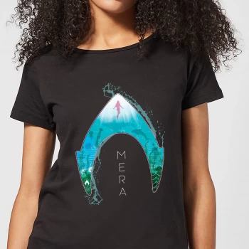 Aquaman Mera Logo Womens T-Shirt - Black - 3XL