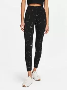 Nike AOP Leggings - Black, Size S, Women