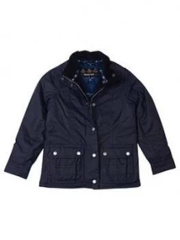 Barbour Girls Trow Wax Jacket Royal Navy Size 10 11 Years Women