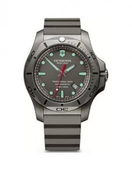 Victorinox Victorinox Swiss Made I.N.O.X Diver Black Sapphire Glass Date Dial Grey Titanium 45Mm Case Black Rubber Strap Watch Removable Magnifying Gl