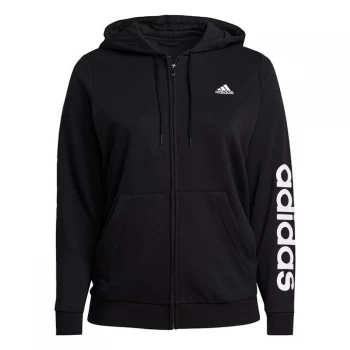 adidas Essentials Logo Full-Zip Hoodie (Plus Size) Womens - Black / White