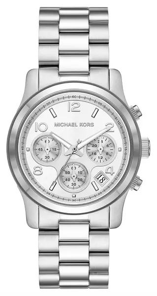 Michael Kors MK7325 Womens Runway Silver Chrono Dial Watch