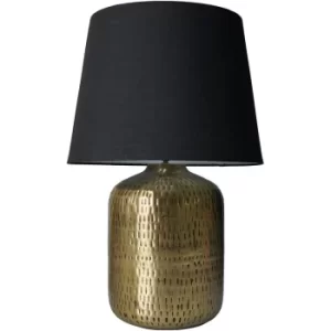 Antique Brass Table Lamp with Fabric Lampshade