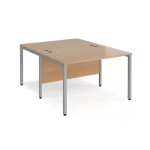 Office Desk 2 Person Rectangular Desk 1200mm Beech Tops With Silver Frames 1600mm Depth Maestro 25