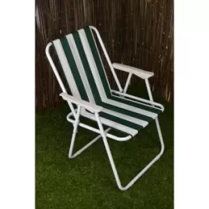 Folding Camping / Picnic Chair in Green and White Garden Patio