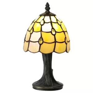 Luminosa Lighting - Tiffany Table Lamp, 1 x E14, Black, Gold, Beige, Clear Crystal Shade