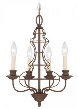 Chandelier 4 Light Rustic Antique Bronze Finish, E14