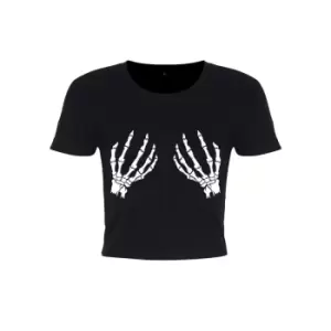 Grindstore Womens/Ladies Spooky Touch Crop Top (XL) (Black/White)