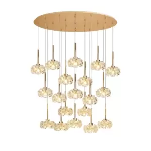 Salisbury 19 Light G9 3.5m Oval Multiple Ceiling Pendant With French Gold And Crystal Shade