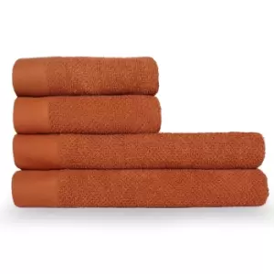 Textured Weave 4 Piece Hand/Sheet Towel Set Pecan