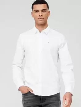 Calvin Klein Slim Fit Stretch Poplin Shirt - White, Size L, Men