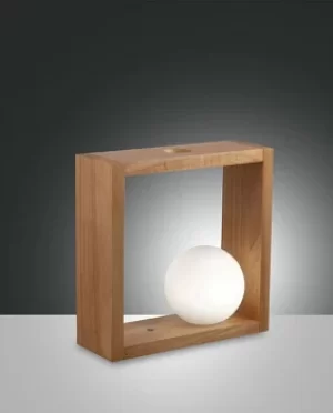 Kark LED Table Lamp Oak Glass