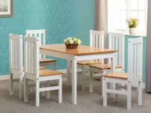 Seconique Ludlow White and Oak Dining Table and 6 Chair Set