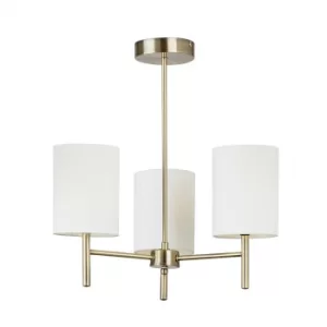 3 Light Semi Flush Multi Arm Ceiling Light Antique Brass, E14