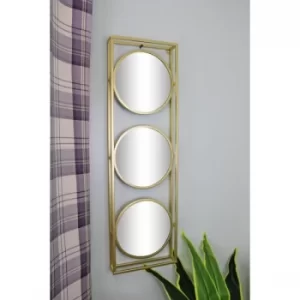 Golden Metal Framed Triple Mirror