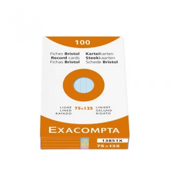 Exacompta Record Cards Lined 75x125mm Assorted 13851X (PK100)