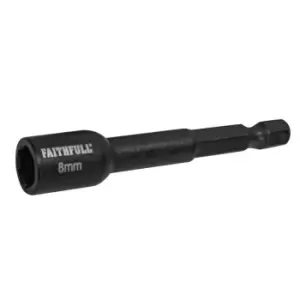 Faithfull Magnetic Impact Nut Driver 8mm x 1/4in Hex FAISBMNUT8I