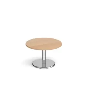 Pisa circular coffee table with round chrome base 800mm - beech