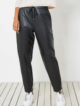 Mint Velvet Faux Leather Joggers - Black