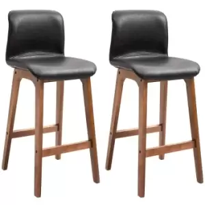 HOMCOM Modern Wood Bar Chairs Kitchen Cafe Stools Dining Barstool - Brown