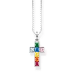 THOMAS SABO Silver Colourful Square Stone Cross Necklace