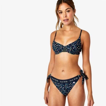 Jack Wills Carlton Balcony Bikini Top - Navy Print