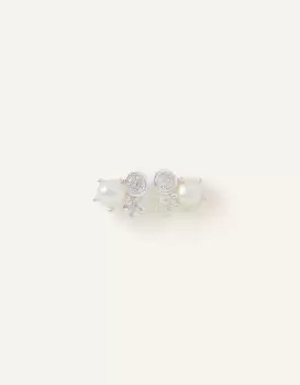 Accessorize Womens Sterling Silver-Plated Cluster Stud Earrings