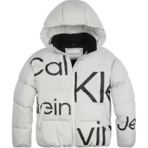 Calvin Klein Jeans Bold Inst. Logo Puffer Jacket - Cream