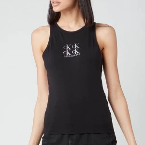 Calvin Klein Jeans Womens Shine Logo Racer Back Top - CK Black - M