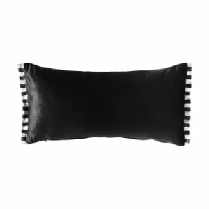 Crossland Grove Candy Velvet Oxford Cushion Black 600x100x300mm