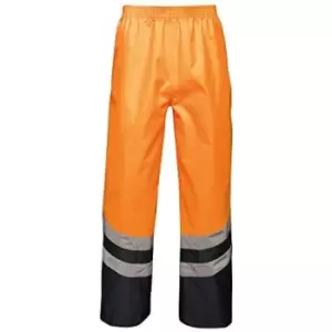 Regatta Unisex Hi Vis Pro Reflective Work Over Trousers (M) (Orange/Navy) - Orange/Navy