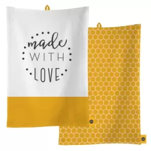 Kitchen Pantry Tea Towels, Set of 2, Yellow