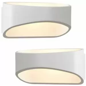 2 pack Unique LED Wall Light Warm White Matt White Loop Up & Down Bedside Lamp