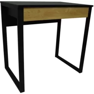 LOOP - Compact Office Workstation / Computer Desk / Dressing Table - Black / Oak - Black / Light Oak