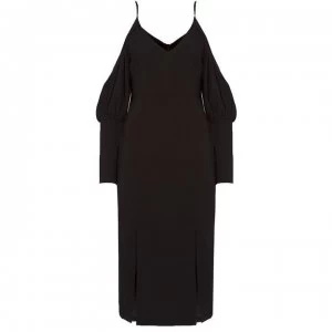 CMEO Long sleeve midi dress with cold shoulder - Black