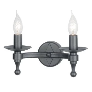 2 Light Indoor Candle Wall Light Graphite Black, E14