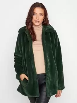 Long Tall Sally Faux Fur Jacket - Dark Green, Size 12, Women