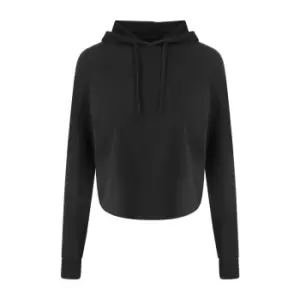 AWDis Womens/Ladies Just Cool Cross Back Cropped Hoodie (XL) (Jet Black)