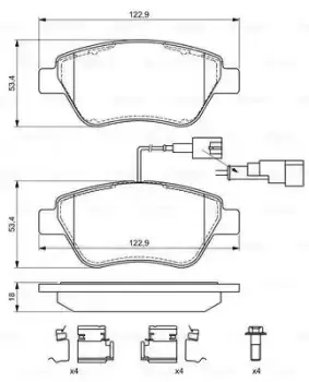 Bosch 0986494698 Brake Pad Set Disc Brake Front Axle