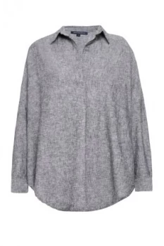 French Connection Yarn Dye Chambray Popover Shirt Grey