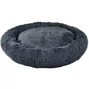 Bunty Round Fluffy Pet Dog Puppy Cat Bed Warm Comfy Nest Doughnut Donut Calming Pad - Grey - Large