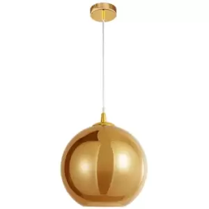 Greensboro 25cm Dome Pendant Ceiling Light Gold Glass Chrome Aluminium LED E27 - Merano