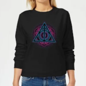 Harry Potter Deathly Hallows Neon Womens Sweatshirt - Black - XL