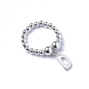 Initial D Charm with Sterling Silver Ball Bead Ring