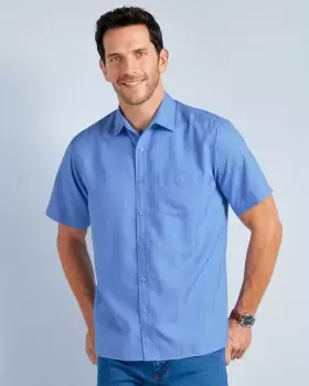 Cotton Traders Mens Short Sleeve Soft Touch Shirt in Blue