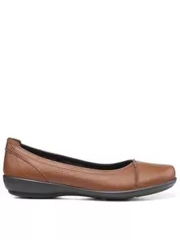 Hotter Robyn Ii Casual Leather Ballerina Shoes - Rich Tan, Brown, Size 9, Women