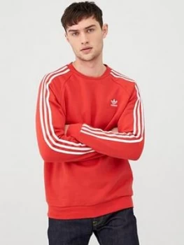 Adidas Originals 3 Stripe Crew Neck Sweat - Red