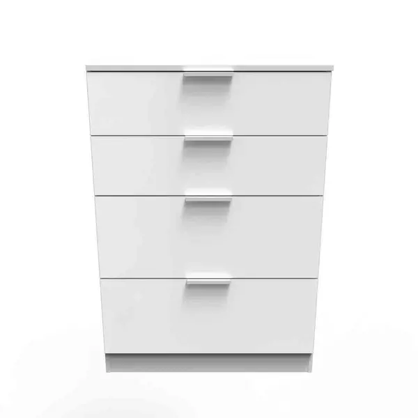 Welcome Furniture Ready Assembled Plymouth 4 Drawer Deep Chest In White Gloss PLY050WGW